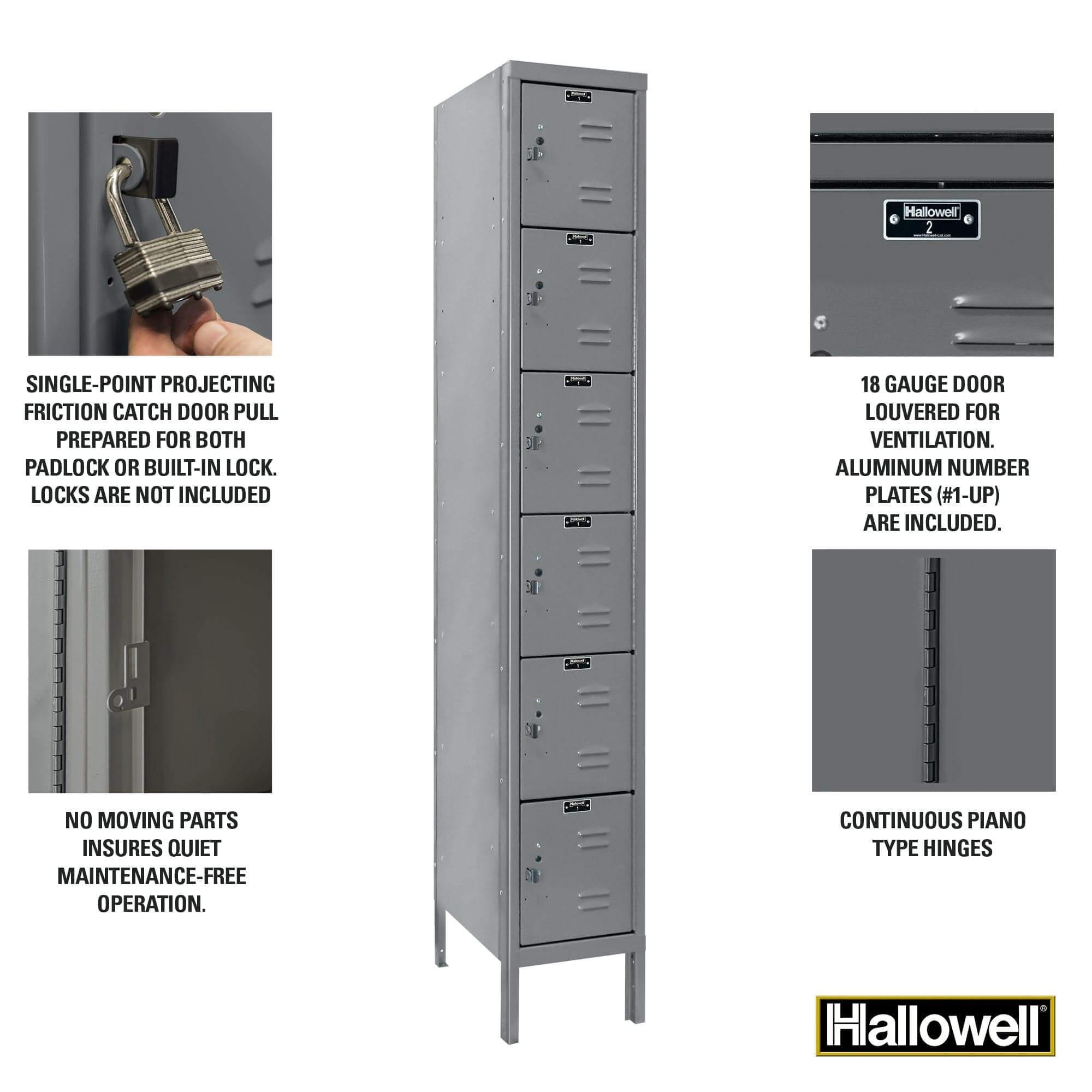 Hallowell Premium Louvered Steel Locker — 6 Tier, 1 Wide YourLockerStore